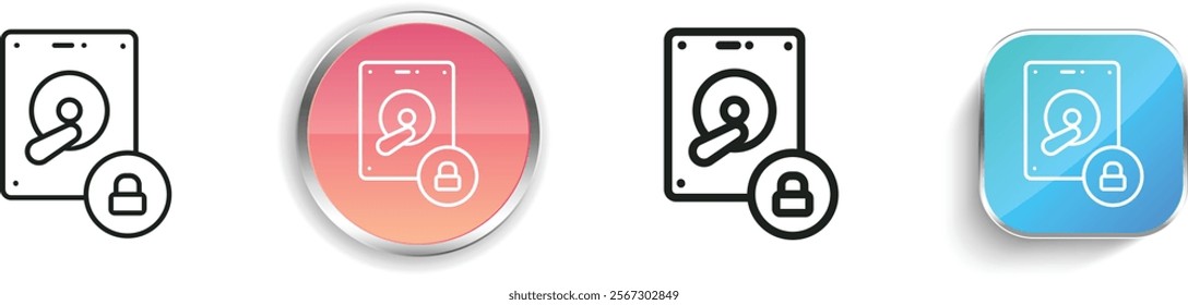 hard disk icon. Thin Linear, Regular and Button Style Design Isolated On White Background