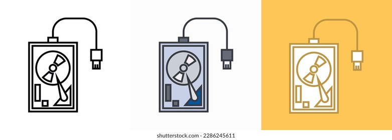 Hard Disk Icon Vector Illustration, This vector illustration features a sleek and modern hard disk icon, representing the importance of hard drives in storing and accessing data in electronic devices