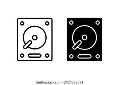 Hard disk icon vector set. Hdd storage backup symbol