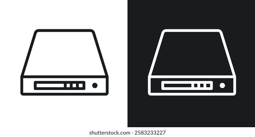Hard Disk icons in black and white liner strokes for web design.