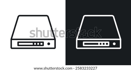 Hard Disk icons in black and white liner strokes for web design.