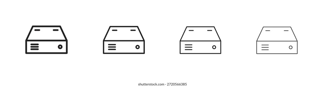 Iconos de disco duro diseñados en estilo de contorno, línea y trazo
