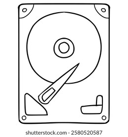 hard disk illustration hand drawn outline vector