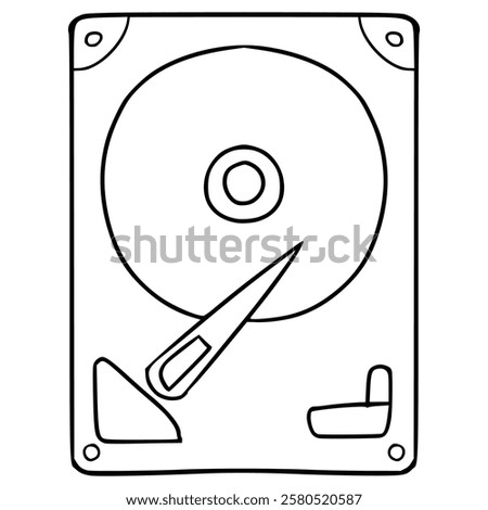 hard disk illustration hand drawn outline vector