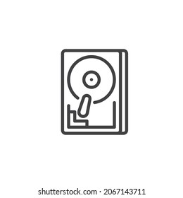 Hard disk line icon. linear style sign for mobile concept and web design. Hard drive disk outline vector icon. HDD symbol, logo illustration. Vector graphics