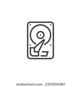 Hard disk line icon. linear style sign for mobile concept and web design. HDD outline vector icon. Symbol, logo illustration. Vector graphics