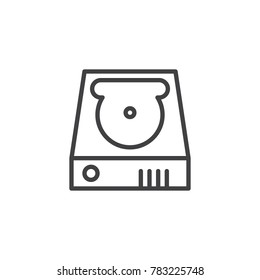Hard disk line icon, outline vector sign, linear style pictogram isolated on white. HDD symbol, logo illustration. Editable stroke