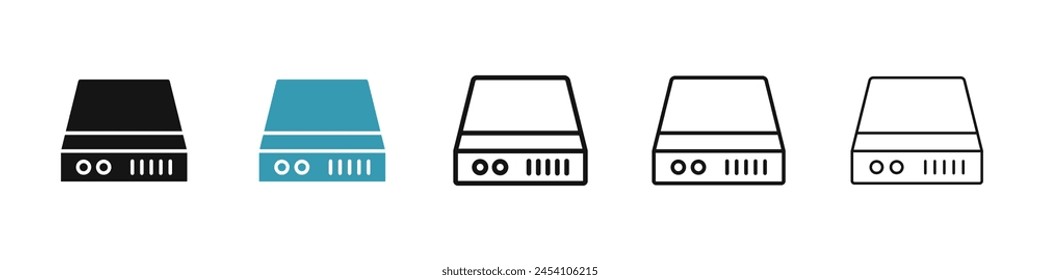 Festplattenzeilen-Symbol gesetzt. Symbol für internen Speicher des Speicherlaufwerks für UI-Designs.