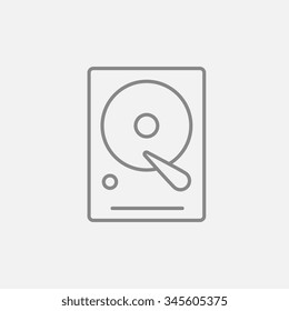 Icono de línea de disco duro para web, móvil e infografía. Icono vector de gris oscuro aislado en fondo gris claro.