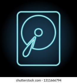 hard disk neon icon. Simple thin line, outline vector of web, minimalistic icons for UI and UX, website or mobile application