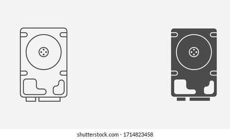 Hard disk outline and filled vector icon sign symbol