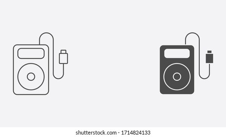 Hard disk outline and filled vector icon sign symbol
