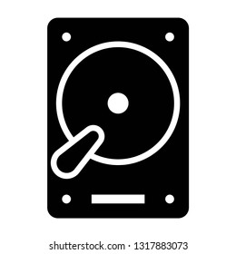 hard disk storage icon design with creative modern concept and black and white glyph style logo shape for pictogram, website, hardware, web button design vector eps 10 - Vector 