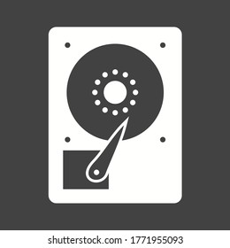 Hard Disk Storage Sign. Gray Button Or Icon. HDD Icon. Hard Drive Memory Symbol. Classic Flat HDD Icon. Vector