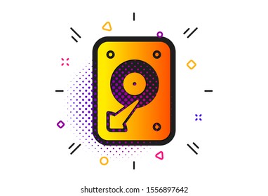 Hard disk storage sign. Halftone circles pattern. HDD icon. Hard drive memory symbol. Classic flat hDD icon. Vector