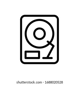 Hard Disk vector outline icon. Electronics style illustration.