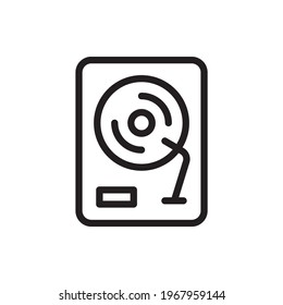 Hard Disk Vector Outline Icon. Data Storage Symbol EPS 10 File