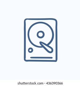 Hard disk vector sketch icon isolated on background. Hand drawn Hard disk icon. Hard disk sketch icon for infographic, website or app.