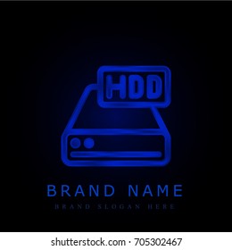 Hard drive blue chromium metallic logo