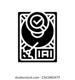 hard drive check repair computer glyph icon vector. hard drive check repair computer sign. isolated symbol illustration