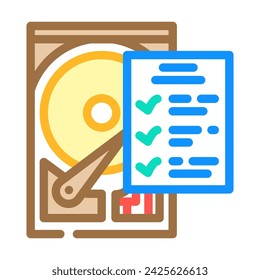 Hard Drive Check Repair Computer Color Symbol Vector. Hard Drive Check Repair Computer Sign. Isolierte Symboldarstellung