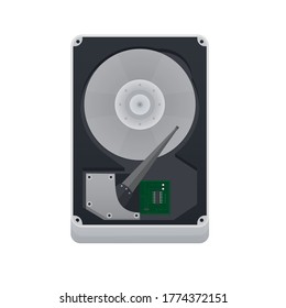 Hard drive. Computer storage  memory. HDD, vector illustration