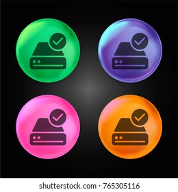 Hard drive crystal ball design icon in green - blue - pink and orange.