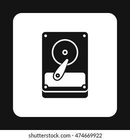 Hard drive data icon in simple style isolated on white background. Work with files symbol