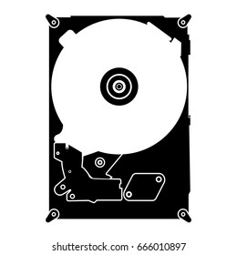Hard drive disk black icon .