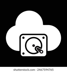 hard drive or disk and cloud, vector illustration 
