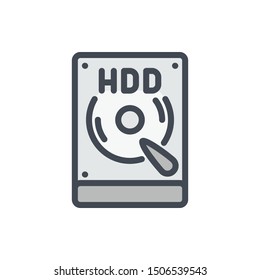 Hard Drive Disk color line icon. HDD vector outline colorful sign.