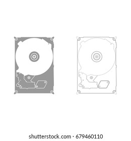 Hard drive disk grey set  icon .