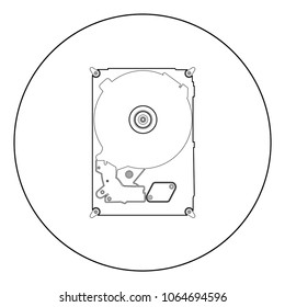Hard drive disk icon black color in circle