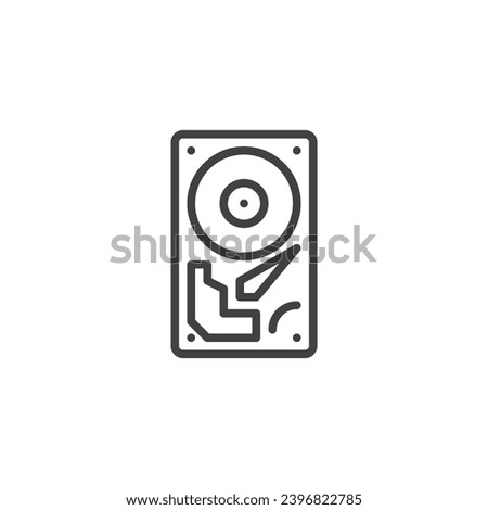 Hard drive disk line icon. linear style sign for mobile concept and web design. Hard disk outline vector icon. HDD symbol, logo illustration. Vector graphics