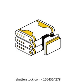 Hard drive file folder directory. Vector line, 3d stroke isometric, color web icon, new flat style. Creative illustration design, abstract idea for infographics.