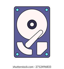Estilo de design plano do disco rígido, disco de armazenamento interno com detalhes do platter, ótimo para backup de dados, guias de reparo e visuais de hardware.