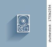 hard drive, flat icon isolated on a blue background for your design, vector illustration