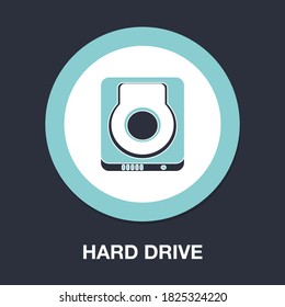 icono plano del disco duro - simple, vector, icono para el diseño de sitios web, aplicación móvil, ui. Ilustración vectorial