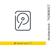 Hard Drive (HDD) Icon / Vector - In Line / Stroke Design with Editable Stroke