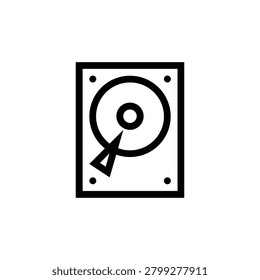 Hard Drive HDD Storage Disk Computer Hardware Icon Line Art Digital Clipart