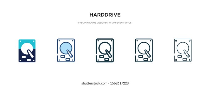 hard drive icon in different style vector illustration. two colored and black hard drive vector icons designed in filled, outline, line and stroke style can be used for web, mobile, ui