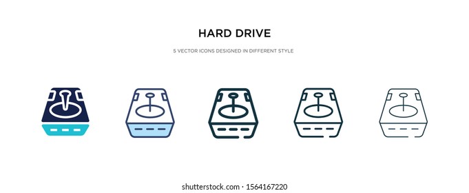 hard drive icon in different style vector illustration. two colored and black hard drive vector icons designed in filled, outline, line and stroke style can be used for web, mobile, ui