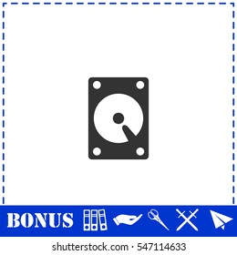 Hard drive icon flat. Simple vector symbol and bonus icon