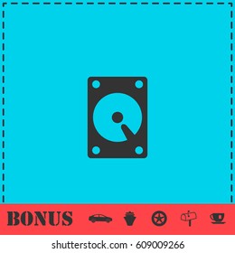 Hard drive icon flat. Simple vector symbol and bonus icon