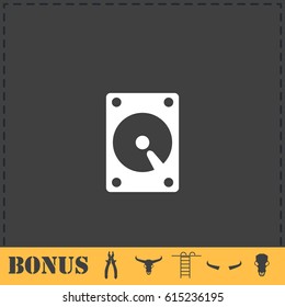 Hard drive icon flat. Simple vector symbol and bonus icon