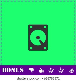 Hard drive icon flat. Simple vector symbol and bonus icon
