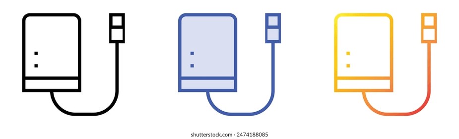 hard drive icon. Linear, Blue Fill and Gradient Style Design Isolated On White Background