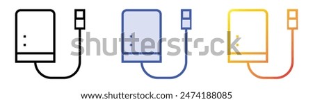 hard drive icon. Linear, Blue Fill and Gradient Style Design Isolated On White Background