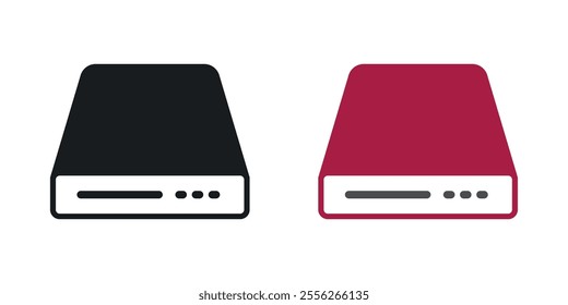 Hard drive icon set in black and colored versions.