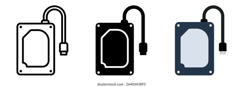 Hard Drive icon set. for mobile concept and web design on white background. vector illustration